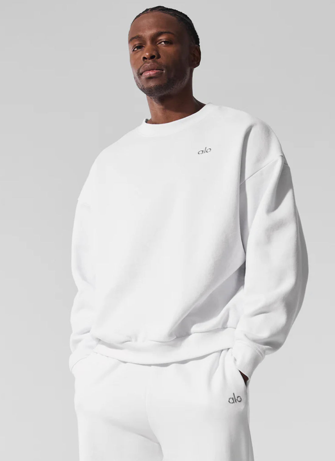 Men CozyLine Crewneck Sweater White