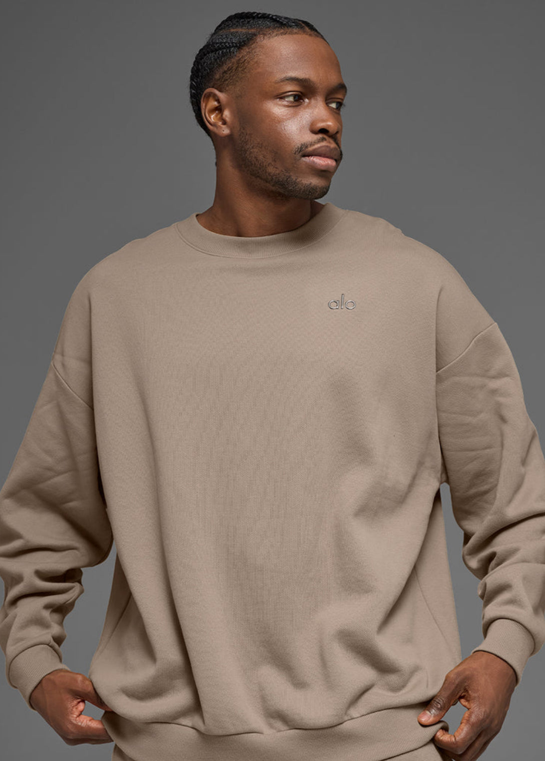 Men CozyLine Crewneck Sweater Beige