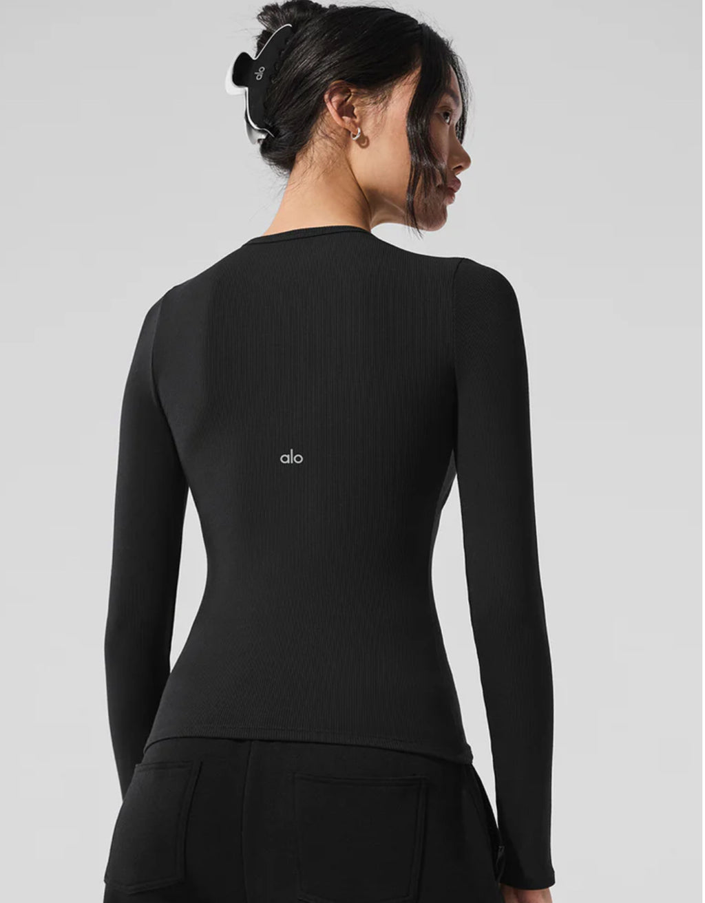 Ribbed Modal Long Sleeve Black