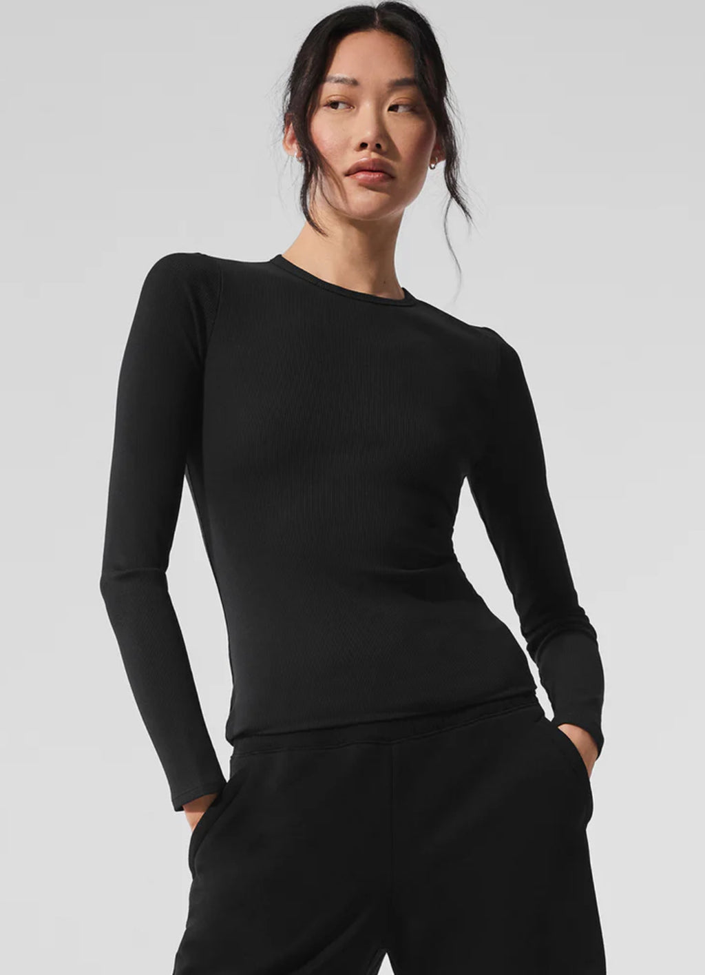Ribbed Modal Long Sleeve Black